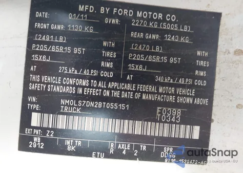 2011 Ford Transit Connect Xlt z USA, uszkodzony, nr VIN NM0LS7DN2BT055151